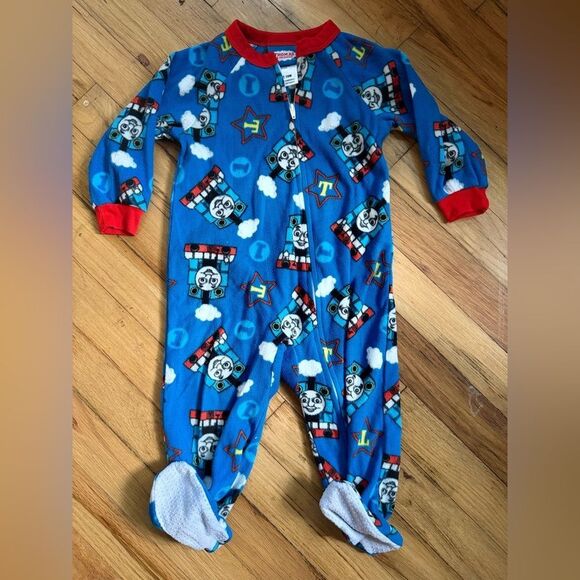 Vintage Thomas And Friends Train Tank Engine Stars Footed Pajamas PJ Footies 18m - Picture 1 of 3